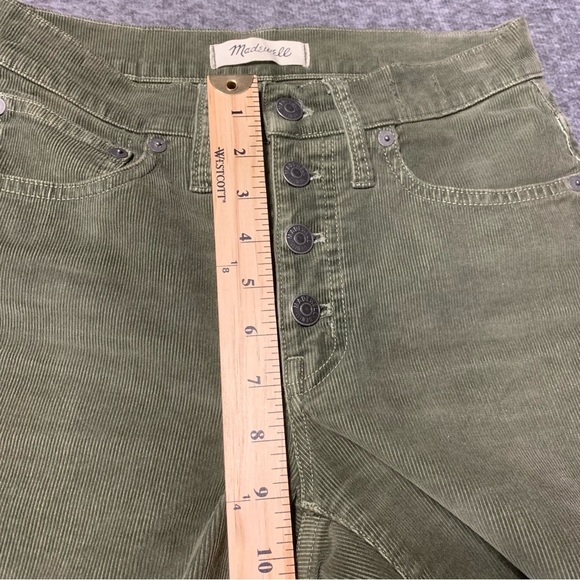 Madewell Cali Demi-Boot Corduroy Cropped Pants Green 24 Raw Hem Button Fly - Picture 9 of 14